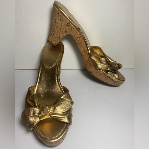 COACH Karan Gold Women's Wedge Sandals - Picture 1 of 8
